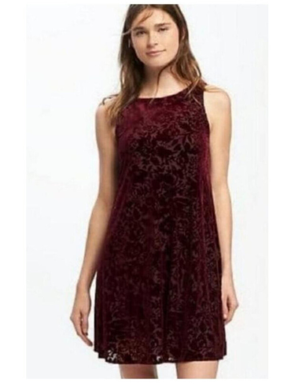 Old Navy Size 4X NWT Burgundy Burnout Sleeveless Knit Dress Lined Stretch